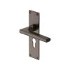 Heritage Brass Door Handle Euro Profile Plate Trident Design Matt Bronze Finish