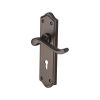 Heritage Brass Door Handle Lever Lock Buckingham Design Matt Bronze finish