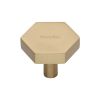 Heritage Brass Cabinet Knob Hexagon Design 32mm Satin Brass finish