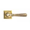 Aged Brass Hammered Newbury Lever on Rose Set (Square)