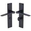 Heritage Brass Gio Bathroom Set Door Handle on 200mm Plate Matt Black finish