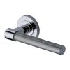 Heritage Brass Door Handle Lever on Rose Phoenix Knurled Design Polished Chrome Finish