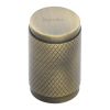 Heritage Brass Cabinet Knob Cylindric Knurled Design 21mm Antique Brass finish