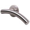 Steel Line Door Handle Lever Latch on Round Rose Tubular Design Satin Stainless Steel finish