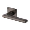 Heritage Brass Door Handle Lever Latch on Square Rose Trident Design Matt Bronze finish