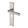 Heritage Brass Octave Euro Profile Door Handle on 200mm Plate Satin Nickel finish