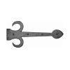 The Tudor Dummy Strap Hinge Fleur de Lys Design 12" Black Iron