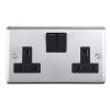 Eurolite Stainless Steel 2 Gang Socket Satin Stainless Steel