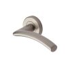 Heritage Brass Door Handle Lever Latch on Round Rose Centaur Design Satin Nickel finish