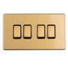 Eurolite Concealed 3mm 4 gang 2Way Switch Satin Brass