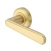 Heritage Brass Door Handle Lever Latch on Round Rose Century Design Satin Brass finish