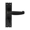 Slimline V Lever On Bathroom Backplate  - Black Antique