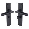 Heritage Brass Bauhaus Bathroom Set Door Handle on 200mm Plate Matt Black finish