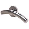 Steel Line Door Handle Lever Latch on Round Rose Tubular Design Polished Stainless Steel finish