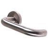 Steel Line Door Handle Lever Latch on Round Rose Tubular Design Satin Stainless Steel finish