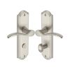 Heritage Brass Door Handle for Bathroom Howard Design Satin Nickel finish