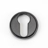 Black Round Euro Escutcheon (Art Deco Rose)