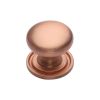 Heritage Brass Cabinet Knob Victorian Round Design with base 25mm Satin Rose Gold finish