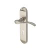 Heritage Brass Door Handle Lever Lock Maya Design Satin Nickel finish