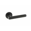 Millhouse Brass Stephenson Knurled Lever Door Handle on 5mm Slimline Round Rose - Matt Black