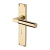 Heritage Brass Bauhaus Lever Lock Door Handle on 200mm Plate Polished Brass finish