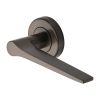 Heritage Brass Door Handle Lever on Rose Gio Design Matt Bronze Finish