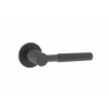 Millhouse Brass Mason Knurled Lever Door Handle on 5mm Slimline Round Rose - Urban Dark Bronze