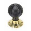 Ebony & Polished Brass Beehive Mortice/Rim Knob Set