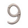 Heritage Brass Numeral 9 Face Fix 51mm (2") Satin Nickel finish