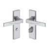 Heritage Brass Door Handle for Bathroom Delta Design Satin Chrome finish