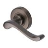 Heritage Brass Door Handle Lever Latch on 53mm Round Rose Bedford Design Matt Bronze finish