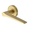 Heritage Brass Door Handle Lever on Rose Gio Design Satin Brass Finish