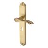 Heritage Brass Door Handle Lever Lock Algarve Long Design Satin Brass finish