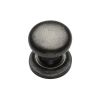 Rustic Pewter Cabinet Knob Round Design on Plate 25mm