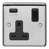 Eurolite Stainless Steel 1 Gang USB Socket Polished Stainless Steel