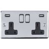 Eurolite Enhance Decorative 2 Gang USB Socket Polished Chrome