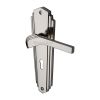 Heritage Brass Door Handle Lever Lock Waldorf Design Polished Nickel finish