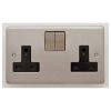 Eurolite Stainless Steel 2 Gang Socket Satin Stainless Steel