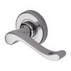 Heritage Brass Door Handle Lever Latch on 53mm Round Rose Bedford Design Polished Chrome finish