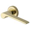 Heritage Brass Door Handle Lever Latch on Round Rose Julia Design Polished Brass finish