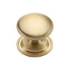 Heritage Brass Cabinet Knob Victorian Round Design with base 32mm Satin Brass finish