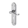 Heritage Brass Door Handle Lever Lock Savoy Long Design Polished Chrome finish