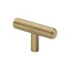 Heritage Brass Cabinet Knob Knurled T-Bar Design 45mm Satin Brass finish