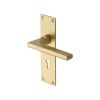 Heritage Brass Door Handle Lever Lock Trident Design Satin Brass Finish