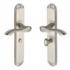 Heritage Brass Door Handle for Bathroom Algarve Long Design Satin Nickel finish