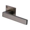 Heritage Brass Door Handle Lever Latch on Square Rose Delta BH Design Matt Bronze finish