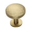 Heritage Brass Cabinet Knob Round Hammered Design with Rose 38mm Satin Brass finish