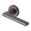 Heritage Brass Door Handle Lever on Rose Trident Design Matt Bronze Finish