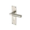 Heritage Brass Door Handle for Euro Profile Plate Bauhaus Design Satin Nickel finish