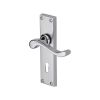 Heritage Brass Door Handle Lever Lock Bedford Design Polished Chrome finish